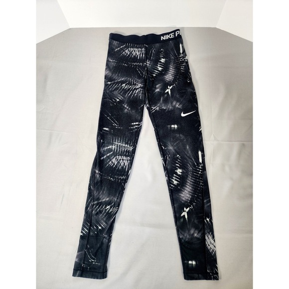 Nike Pants - Nike Pro Dri-FIT Leggings Womens XS Black White Abstract‎ Print Athletic Tights